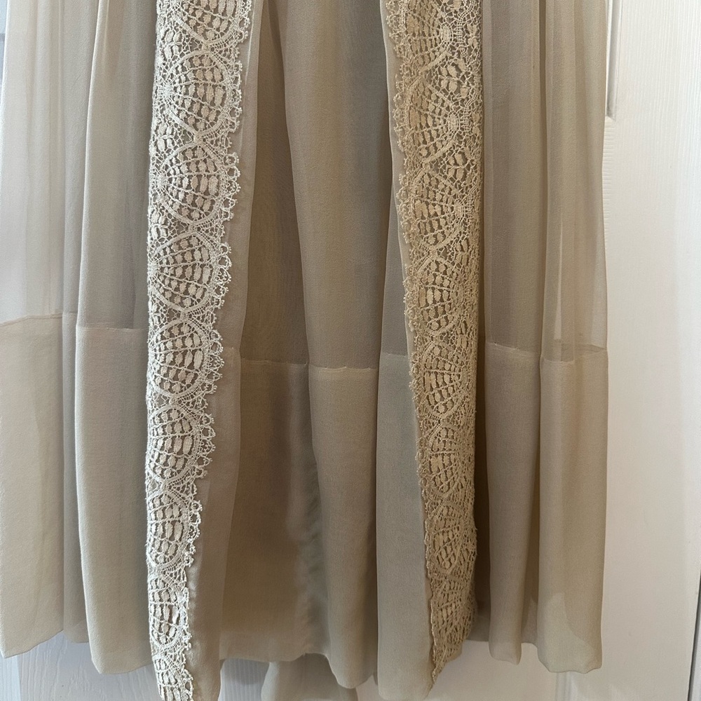 VTG Tulle and Lace Beige Midi Dress With Slip Size 4 - Picture 11 of 13